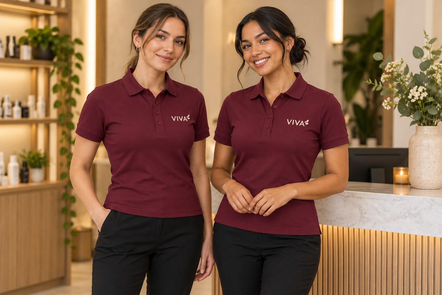 Polos de Senhora Personalizados 2 Equipa conceptual com polos de senhora VIVA.