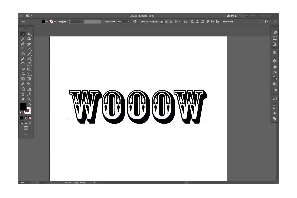 Criat texto no Adobe Illustrator com ferramenta tipo
