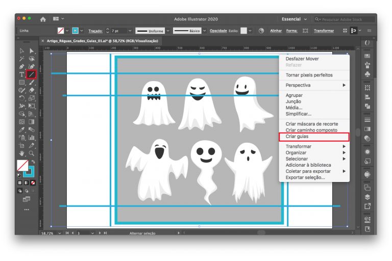 Réguas, Grades e Guias do Adobe Illustrator Webnial