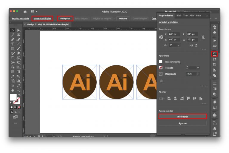 Como incorporar múltiplas imagens no Illustrator Webnial